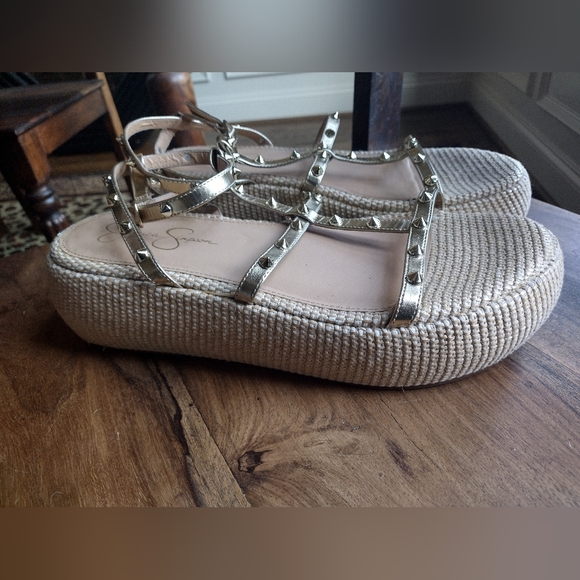 Jessica Simpson Gold Pascha Platform Sandals Size 11 - Picture 5 of 8